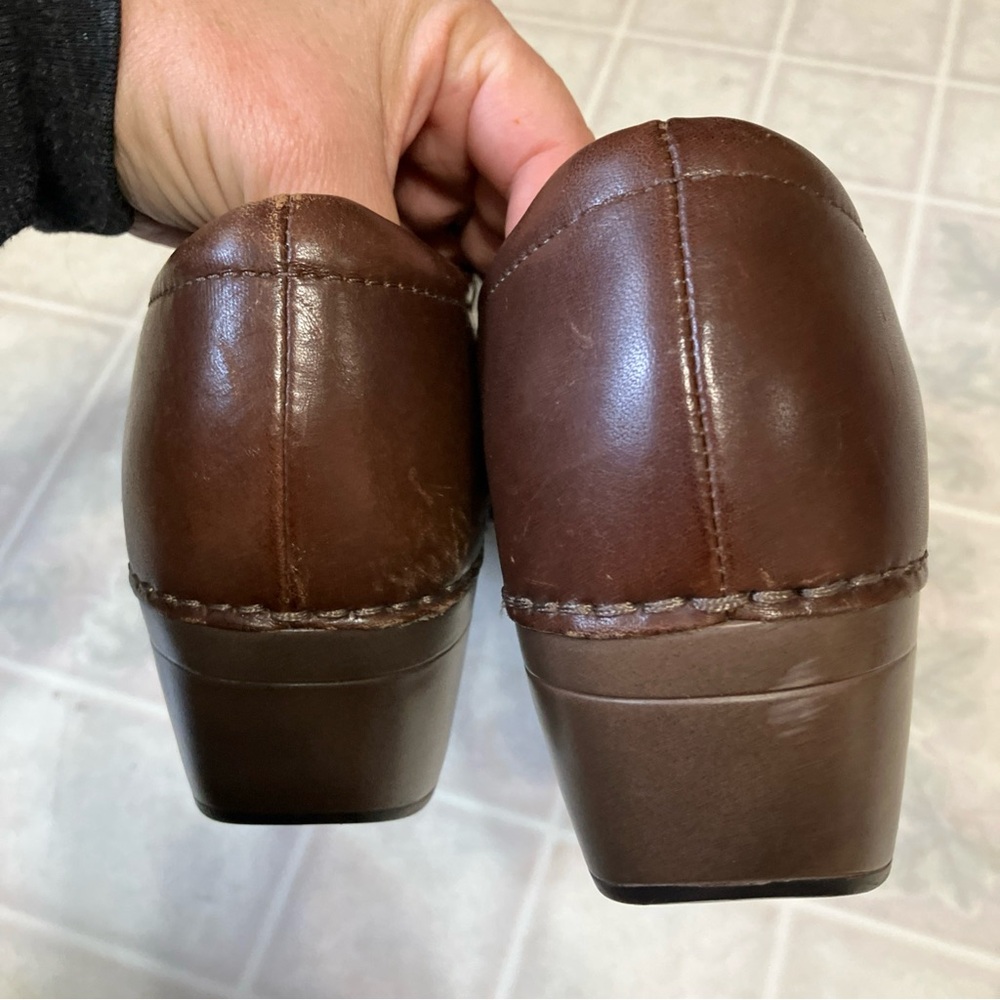 Dansko Stacie Clogs Brown Stitch Sides Block Heel leather 9837457800 size 41 - Picture 6 of 9